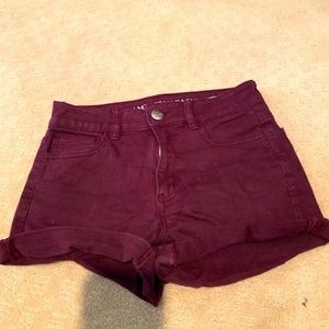 Maroon American Eagle Hi-Rise Shorts Size 4